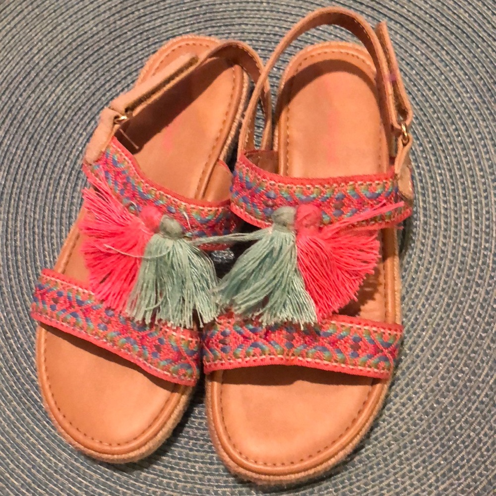 Girls boho style espadrille sandals! Sz 12